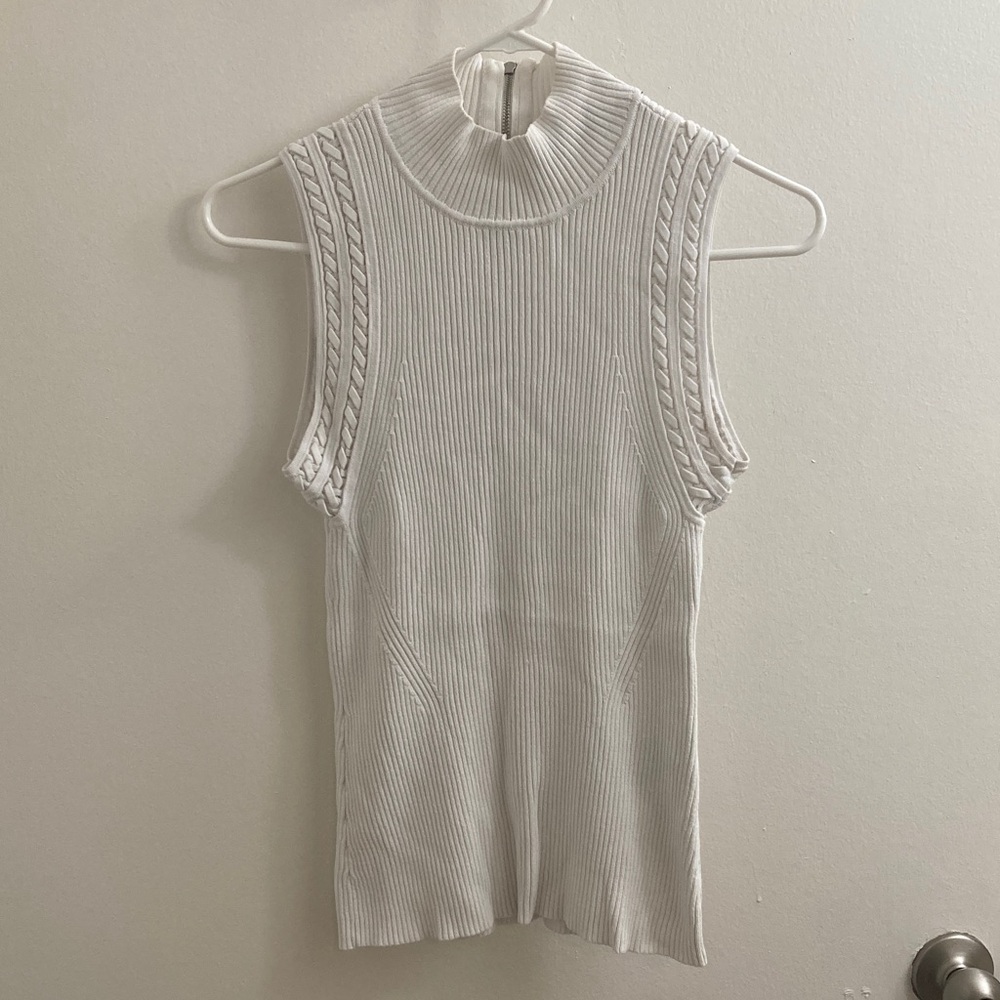 Sleeveless Ribbed Mock Neck Top - White House Black Market